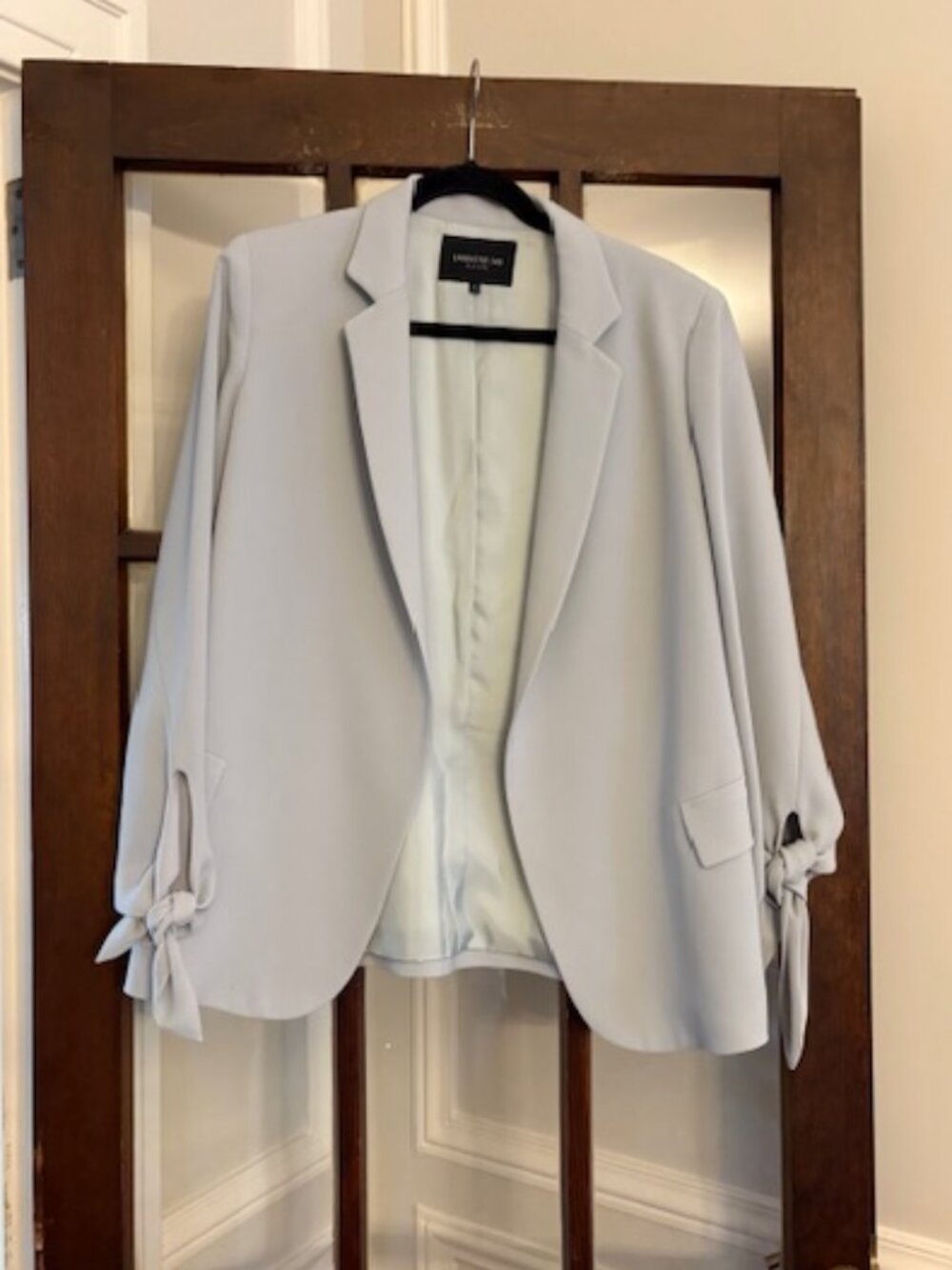 Lafayette 148 New York  Gray/Blue Bria Tie Sleeve Open Front Blazer, Size  8